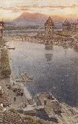 Albert goodwin,r.w.s Lucerne,Switzerland (mk37) oil